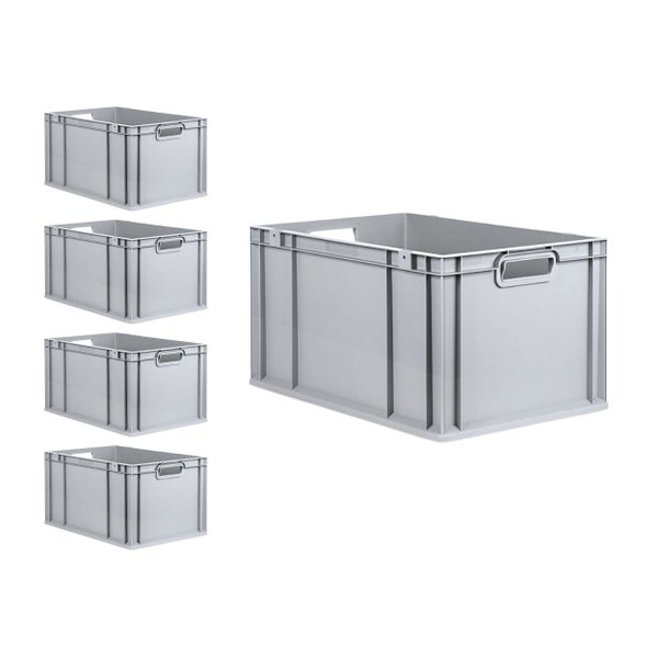 PROREGAL SuperSparSet 5x Eurobox NextGen Grip mit Scharnierdeckel und Blauen Schiebeschnappverschlüssen HxBxT 32 x 40 x 60 cm 65 Liter