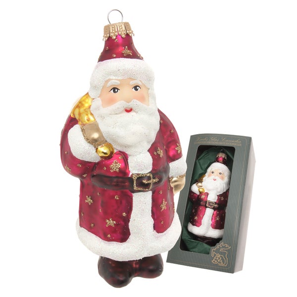 Santa mit goldenen Sternen, Rot, 13cm, 1 Stck., Weihnachtsbaumkugeln, Christbaumschmuck, Weihnachtsbaumanhänger