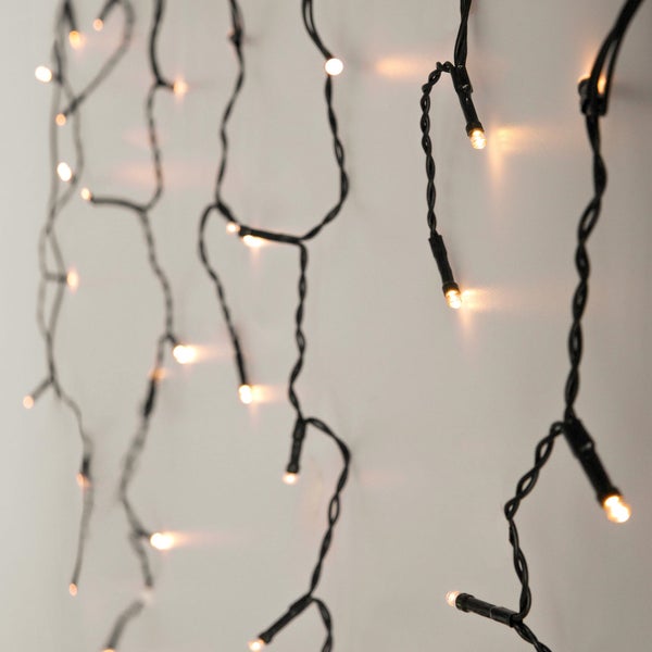 ECD Germany LED Lichtervorhang 12m 360 Warmweiße LEDs, Eiszapfen Lichterkette LED Lichterkettenvorhang Weihnachten Eisregen Vorhang, IP44 Wasserdicht, Innen/Außen, Weihnachtsbeleuchtung Weihnachtsdeko