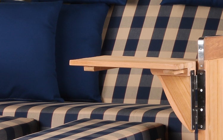Strandkorb Westerland Teak Bullauge PE grey Dessin 507