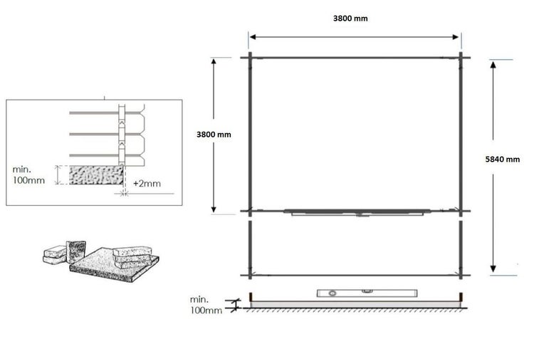 Gartenhaus, Gerätehaus 24m2 - 4x4m - 40mm