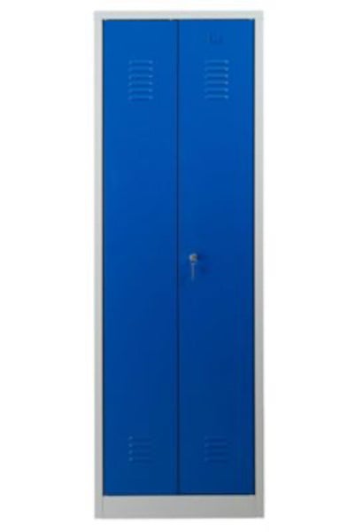 PROREGAL Garderobenspind Camel 2-Fächer & 1-Schloss HxBxT 180 x 60 x 50 cm Vorhängeschloss Grau-Hellblau