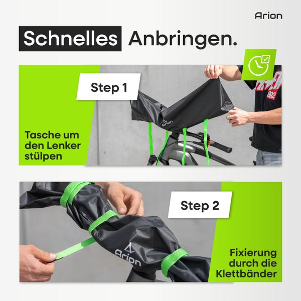 2 Stk. Lenkerschutzhülle E-Bike I Heckträger Transportschutz I Fahrrad Abdeckung I Regenschutz Hülle wasserdicht für Fahrradträger I Ebike Lenkerschutz Schutzhülle Lenker Regenhülle E Bike ARION