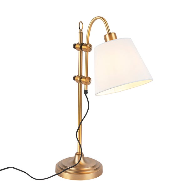 Klassische Tischlampe Bronze mit weißem Schirm - Ashley