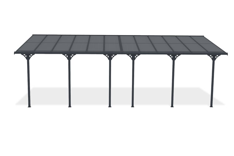 Angebaute Pergola/Carport 24m² KLEO 800L300 Aluminium Grau