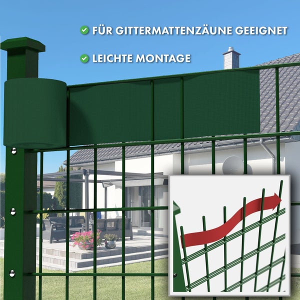 FLOORDIREKT PVC Sichtschutzstreifen 19 cm x 35 m für Gartenzäune Blickdicht Grün