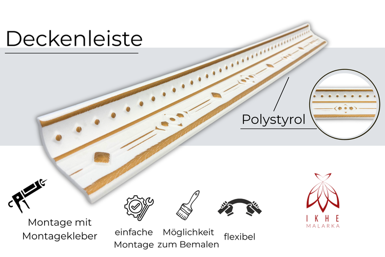 Dekorative Deckenleiste aus Polystyrol für einfache Montage