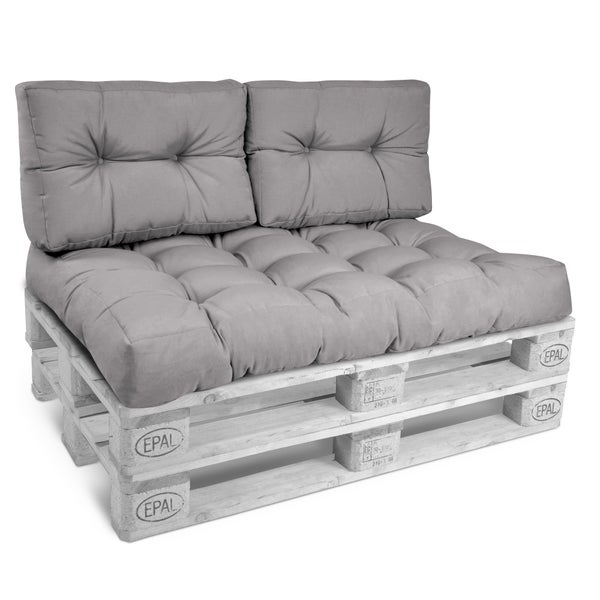 Beautissu ECO Style Palettenkissen Rücken 60x40x10cm Hellgrau (2tlg)