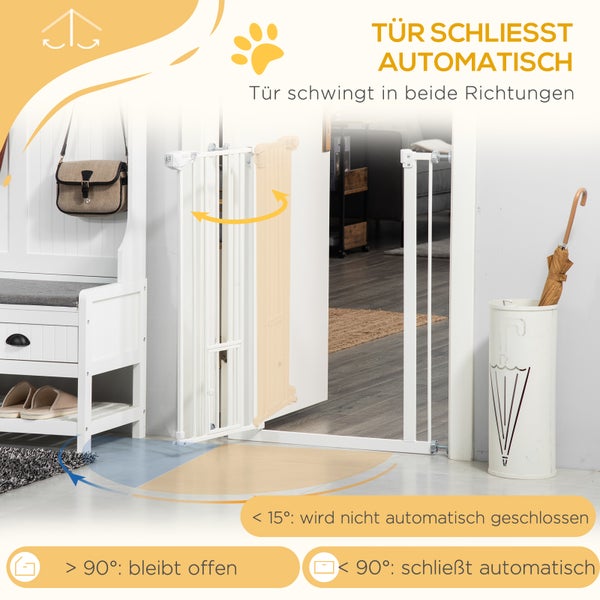 PawHut Türschutzgitter, 74-80L x 3,5B x 91,4H cm, Stahl, Kunststoff, Weiß