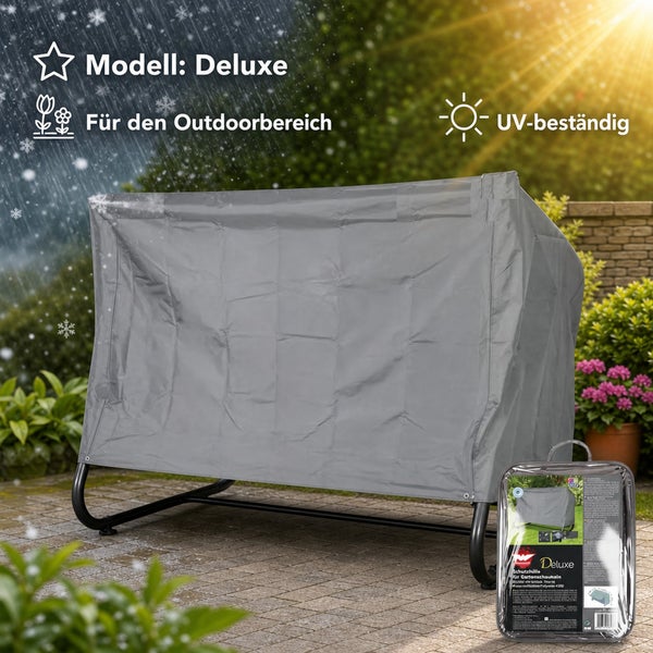 Schutzhülle für Gartenschaukel Modell Deluxe, wetterfest und UV-beständig für den Außenbereich, inklusive Aufbewahrungstasche.