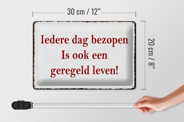 Blechschild Spruch 30x20cm ledere dag bezopen is ook een geregeld leven