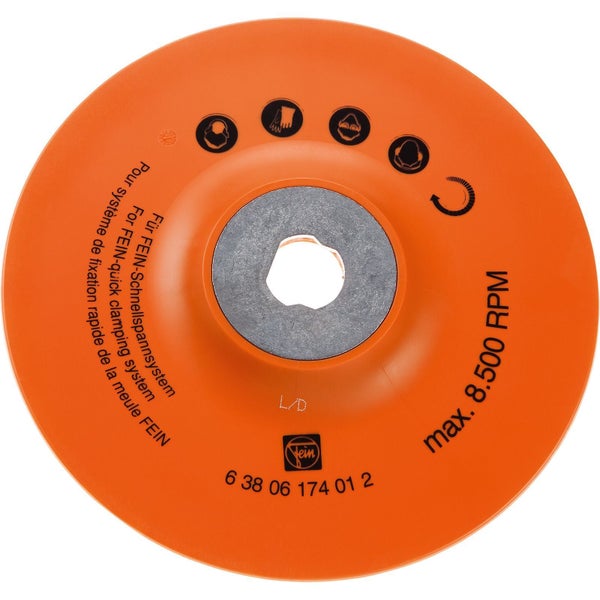 Fein Schleifscheibe mit maximal 8500 Umdrehungen pro Minute
