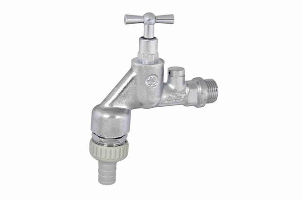 Auslaufhahn mit Knebelgriff und Schlauchverschraubung aus Metall