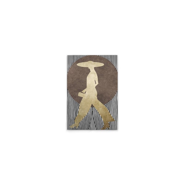 Dekoratives Wandbild mit einer Frauensilhouette und grafischem Hintergrund