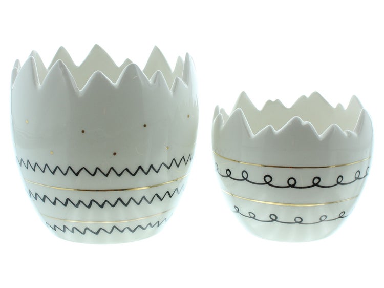 FRANK FLECHTWAREN | Pflanzer Style, 2er Set, PORZELLAN, 11 x 11 x 8,5cm, 12 x 12 x 11,5cm