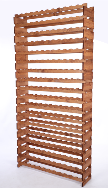 Weinregal VINOTECA FLEX PRO HxBxT 247x123x28cm 216 Flaschen auf 18 Ebenen Massives Kiefernholz Braun geölt