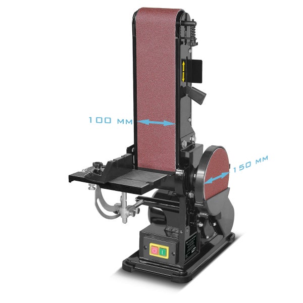 Band- und Tellerschleifer mit Schleifband 100 mm und Schleifteller 150 mm