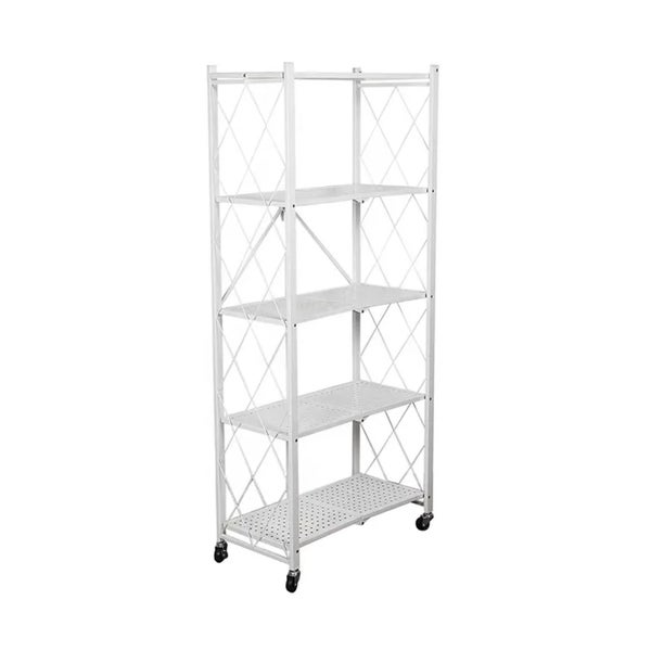 Faltregal mit vier Ablagen und Rollen