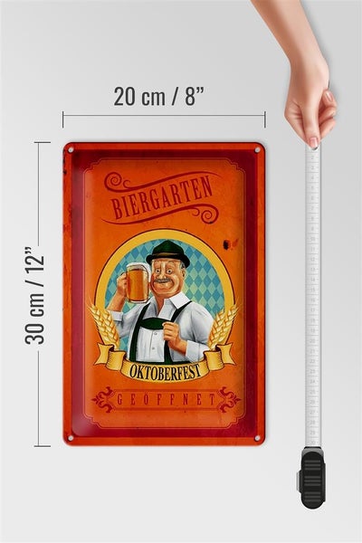 Blechschild Spruch 20x30cm Biergarten geöffnet Oktoberfest