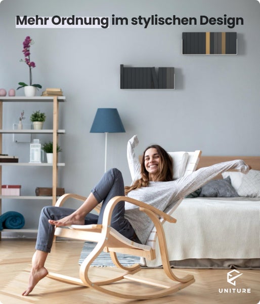 UNITURE® - 2er Set - Wandregal weiß - Moderne Regal Wand Design - 2x42 cm Bücherregal schwebend, Bilderleiste weiß - Wandregal, Regal weiß, Regalbrett weiß, wandregal weiß