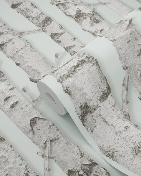 Tapetenrolle mit Birkenstamm-Motiv