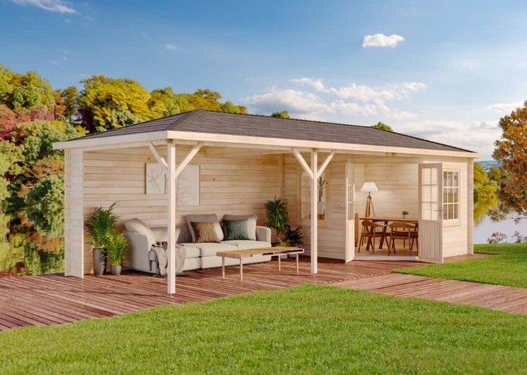 Alpholz Gartenhaus Mississippi-40 aus Massiv-holz, Gerätehaus mit 40 mm Wandstärke, Garten Holzhaus inklusive Montagematerial, Geräteschuppen Größe: 795 x 302 cm