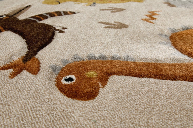 Kinderteppich Sand Beige meliert T-Rex & Friends Smart Kids 160 cm rund