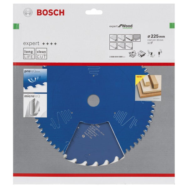 Bosch Kreissägeblatt Expert for Wood für Tischkreissägen 225 x 30 x 2,6 mm 32 - 2608644089