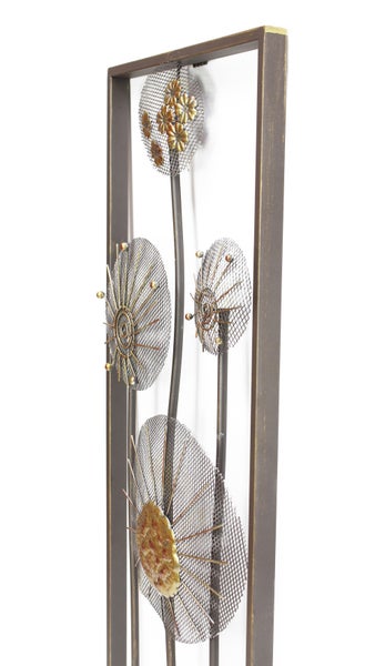 FRANK FLECHTWAREN | Wanddeko Flowers, METALL, 30 x 4 x 90 cm