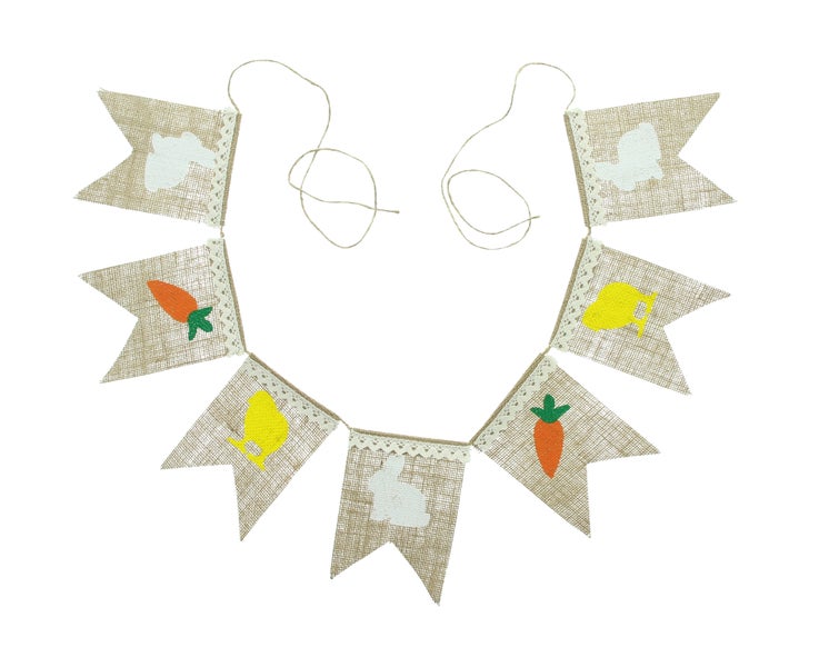 FRANK FLECHTWAREN|Wimpelgirlande Ostern, 2er Set, 15 x 73 cm zzgl. Schnur, JUTE, TEXTIL