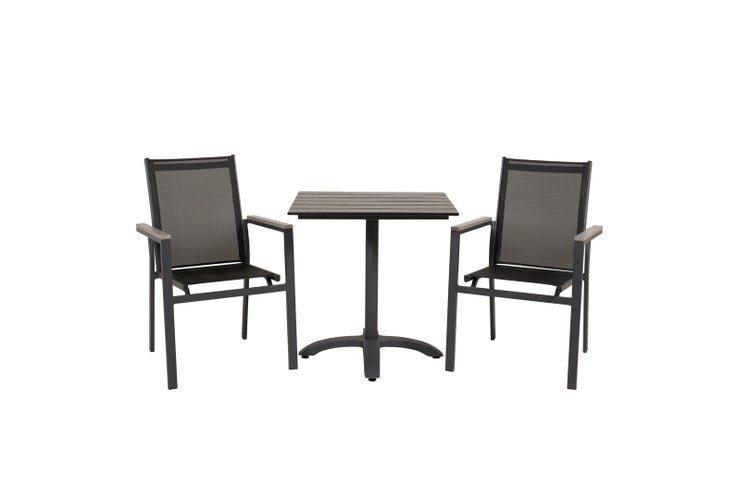 Colorado70*70 Gartenset Tisch 70x70cm und 2 Stühle Parma schwarz. 70 X 70 X 74 cm