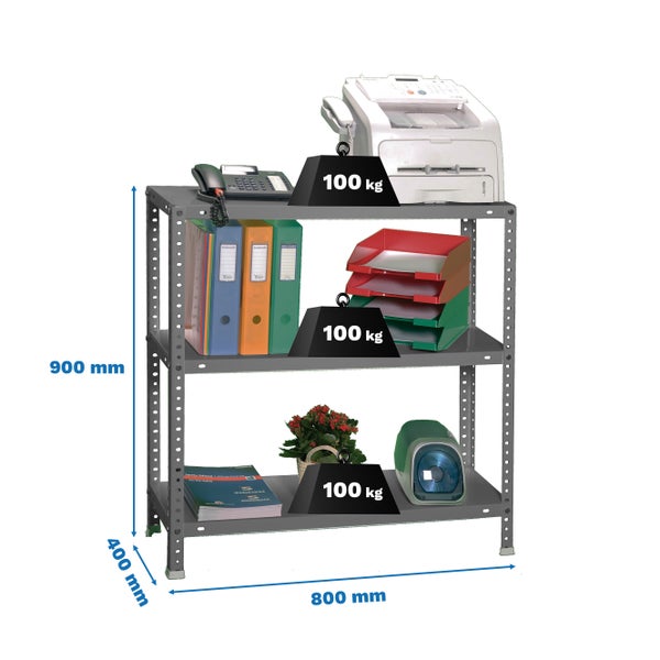 PROREGAL Schraubregal Panda Mini HxBxT 90 x 80 x 40 cm Fachlast 100 kg Grau