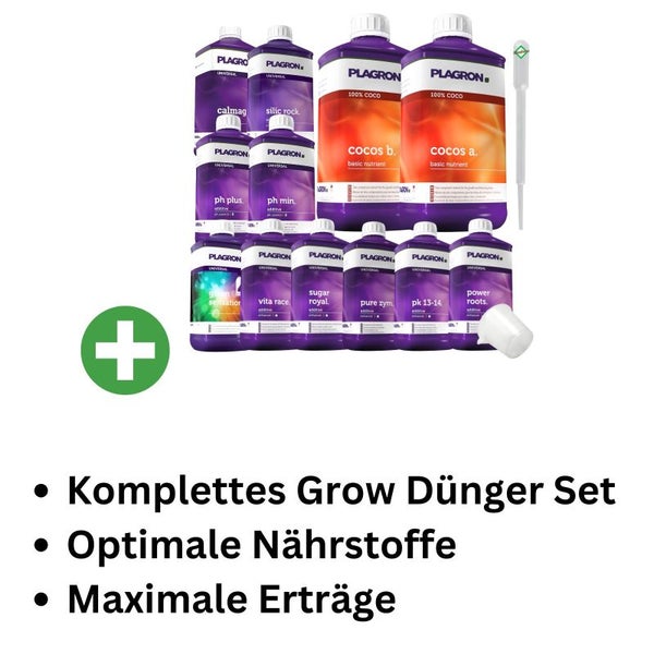 Plagron Coco XXL 12-Teiliges Dünger Set – Komplettnährstoff für Cocos-Anbau | Für Gesundes Wachstum & Reiche Blüten, inklusive Coco A&B, Green Sensation, pH-Kontrolle & mehr