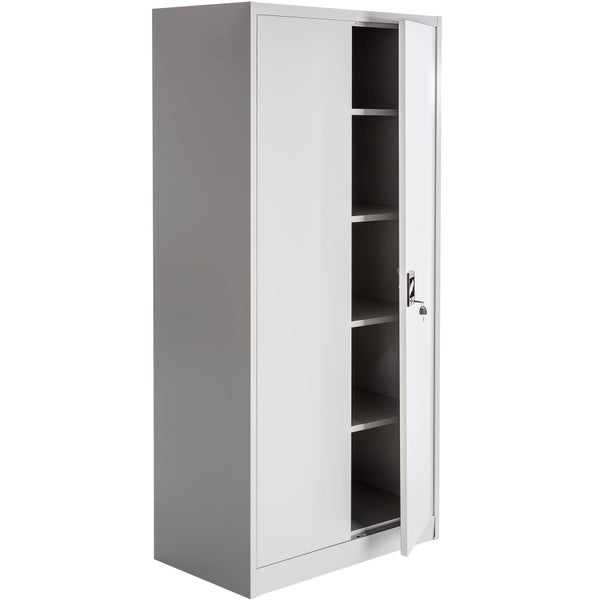 Aktenschrank tectake  180 x 90 x 40 cm aus pulverbeschichtetem Stahl grau