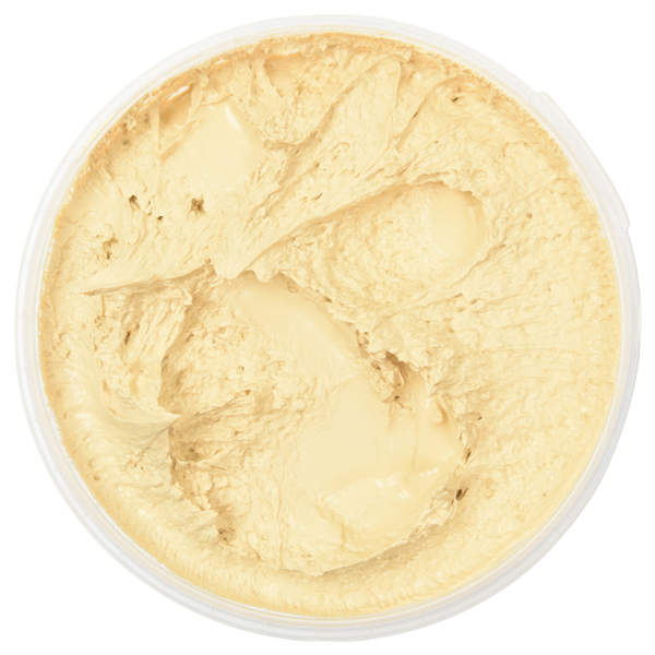 Hummus in einer transparenten Verpackung