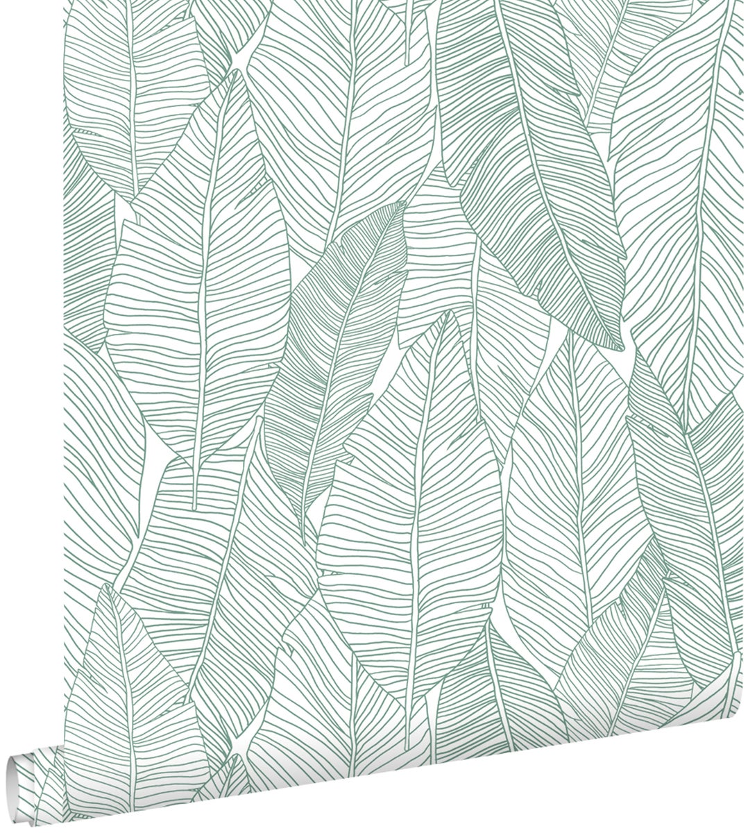 ESTAhome Tapete gezeichnete Blätter Grün - 0,53 x 10,05 m - 139010