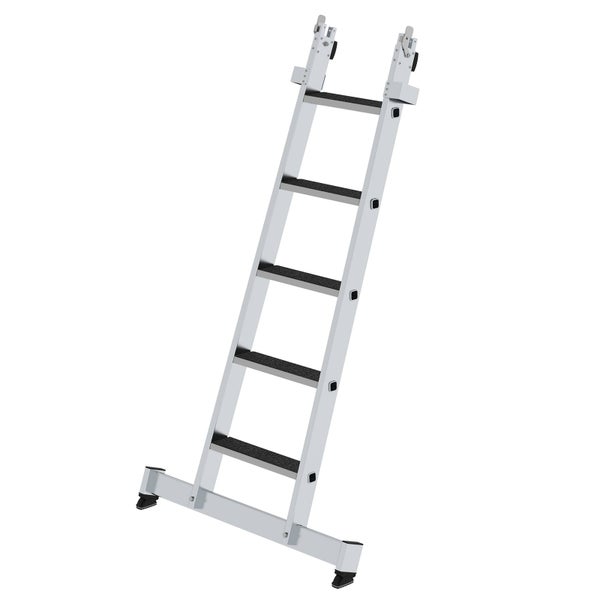 MUNK Stufen-Glasreinigerleiter mit nivello-Traverse clip-step R13, 5-stufiges Unterteil