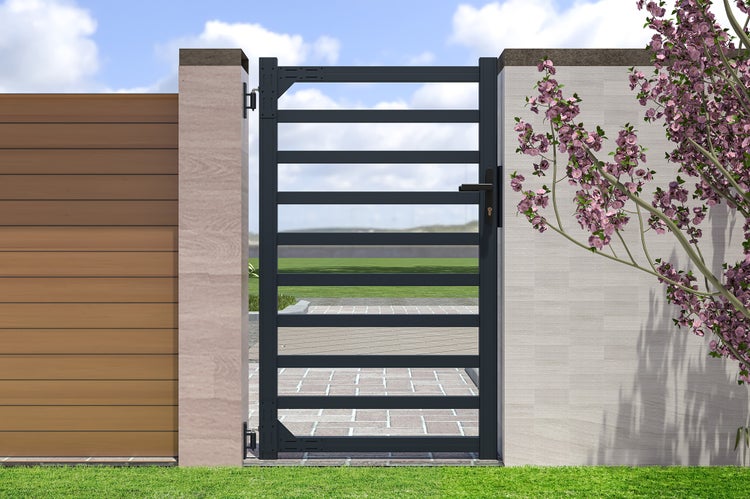 Aluminium-Torpaket ANTELAO 100P160 GRAU + 2 Pfosten H.190cm 15x15