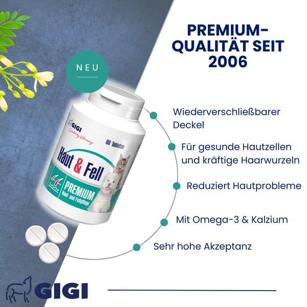 GIGI Haut und Fell Premium Tabletten zur Haut- und Fellpflege von Hunden und Katzen