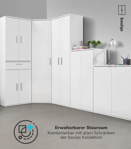 mokebo Eckschrank in Weiß 'Der Lange', Schrank, Aufbewahrungsschrank oder Mehrzweckschrank