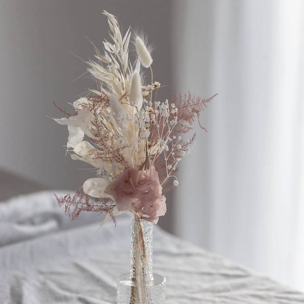 Trockenblumenstrauß Mini - Tischdeko rosa weiß