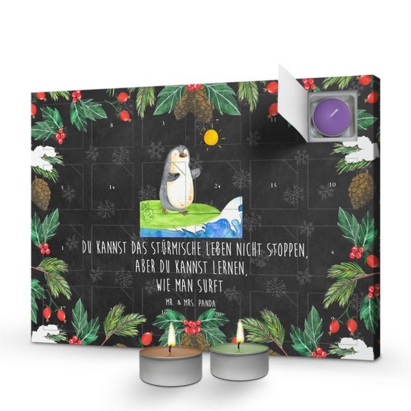 Mr. & Mrs. Panda Duftkerzen Adventskalender Pinguin Surfer - Schwarz