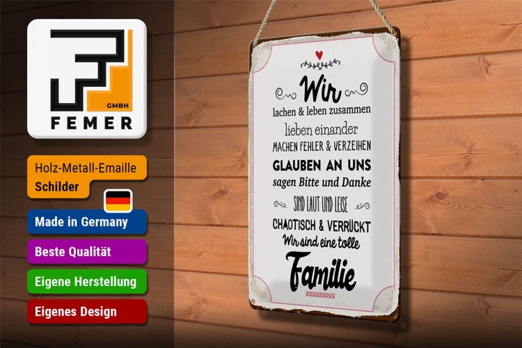 Blechschild Spruch 20x30cm Wir lachen und leben zusammen