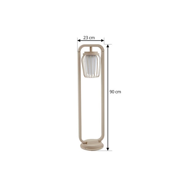 Lucande Außenleuchte Chandan (spritzwassergeschützt (Modern) in Creme aus Aluminium (1 flammig, E27) - Wegeleuchte Pollerleuchte Wegelampe Sockelleuchte