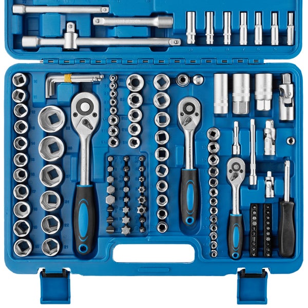 Steckschlüsselsatz tectake  171-teilig, 1/4, 3/8 und 1/2 Zoll übersichtliche Anordnung im Kunststoffkoffer
