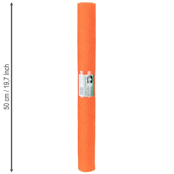 Rolle orangefarbenes Floristenkrepp, Höhe 50 Zentimeter.