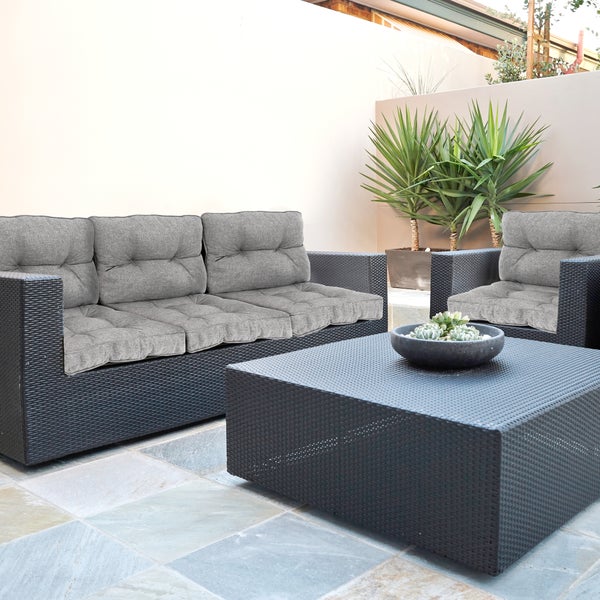 Beautissu Beauflair Loungekissen Outdoor Sitz 60x60x10cm Hellgrau