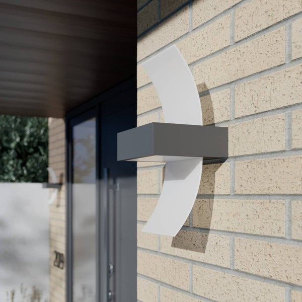 Lucande LED Wandleuchte außen Skadi (spritzwassergeschützt (Modern) in Alu aus Metall (96 flammig, ) - Außenwandleuchten Wandlampe Led Außenlampe Outdoor für Außenwand/Hauswand Haus