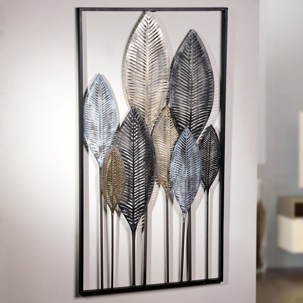 FRANK FLECHTWAREN | Wanddeko Blätterwald, METALL, 52 x 95 cm
