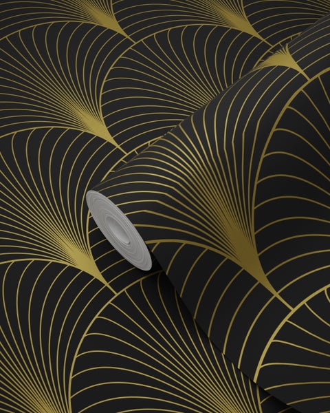 Tapetenrolle mit grafischem Fächermuster